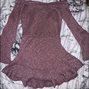 Lulu’s Dusty Rose Off the Shoulder Dress